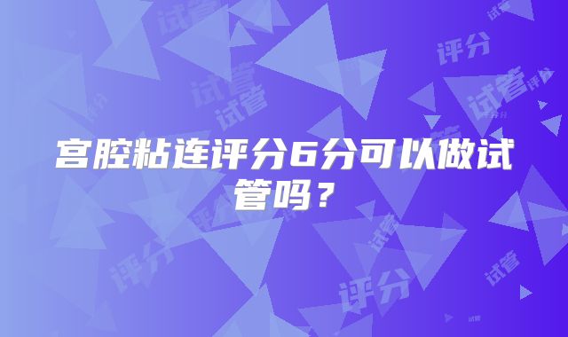 宫腔粘连评分6分可以做试管吗？