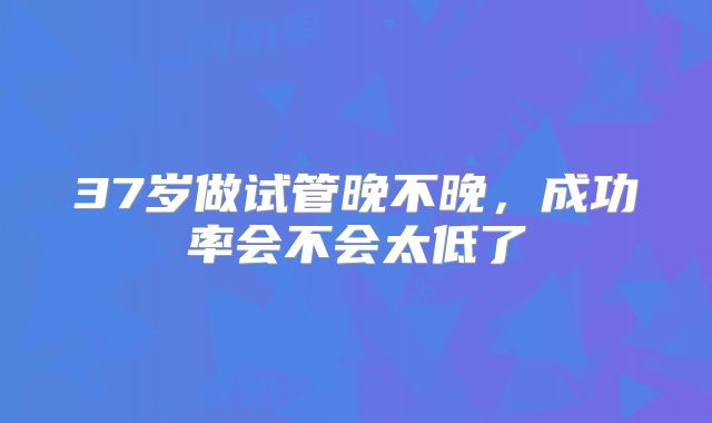 37岁做试管晚不晚,成功率会不会太低了