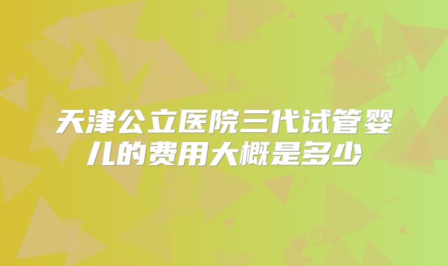 天津公立医院三代试管婴儿的费用大概是多少