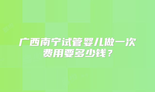广西南宁试管婴儿做一次费用要多少钱?