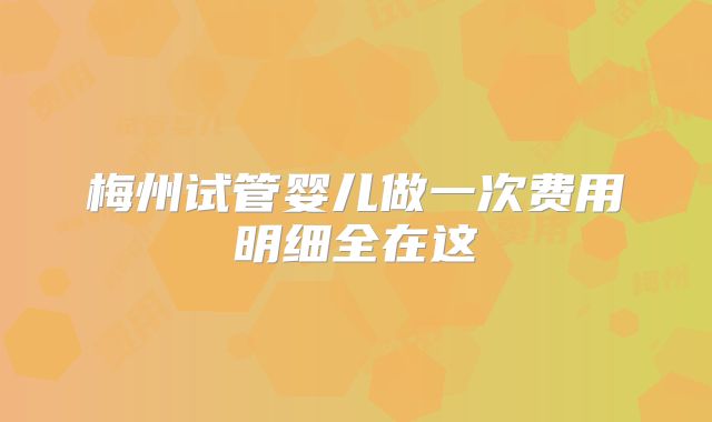 梅州试管婴儿做一次费用明细全在这