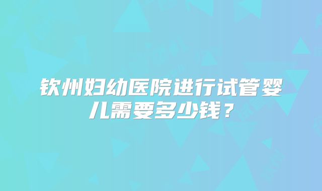 钦州妇幼医院进行试管婴儿需要多少钱?