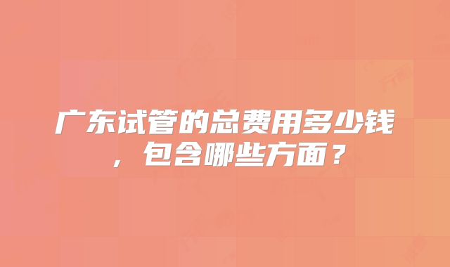 广东试管的总费用多少钱,包含哪些方面?