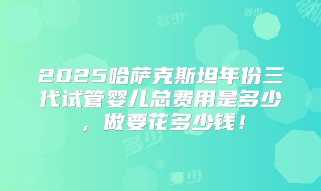 2025哈萨克斯坦年份三代试管婴儿总费用是多少，做要花多少钱！
