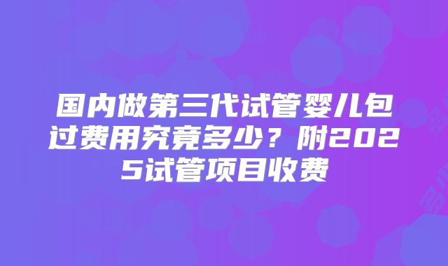 国内做第三代试管婴儿包过费用究竟多少?附2025试管项目收费