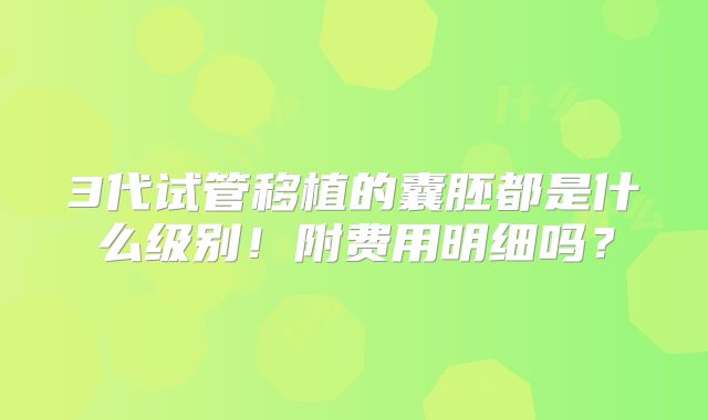 3代试管移植的囊胚都是什么级别!附费用明细吗?