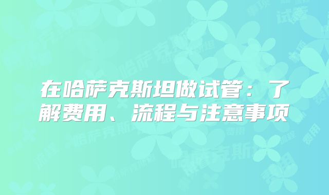 在哈萨克斯坦做试管:了解费用、流程与注意事项