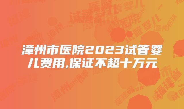 漳州市医院2023试管婴儿费用,保证不超十万元