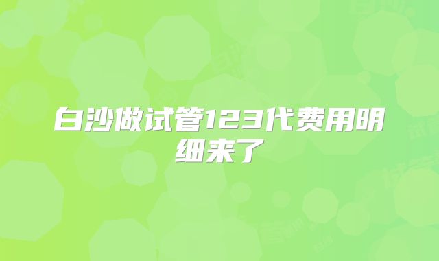 白沙做试管123代费用明细来了