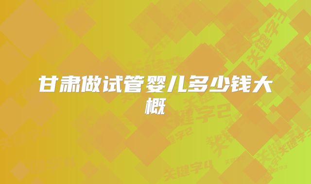 甘肃做试管婴儿多少钱大概