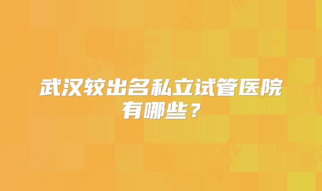 武汉较出名私立试管医院有哪些?