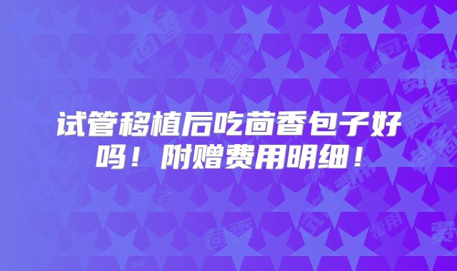 试管移植后吃茴香包子好吗！附赠费用明细！