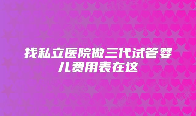 找私立医院做三代试管婴儿费用表在这