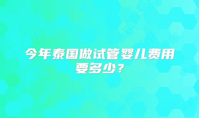 今年泰国做试管婴儿费用要多少?