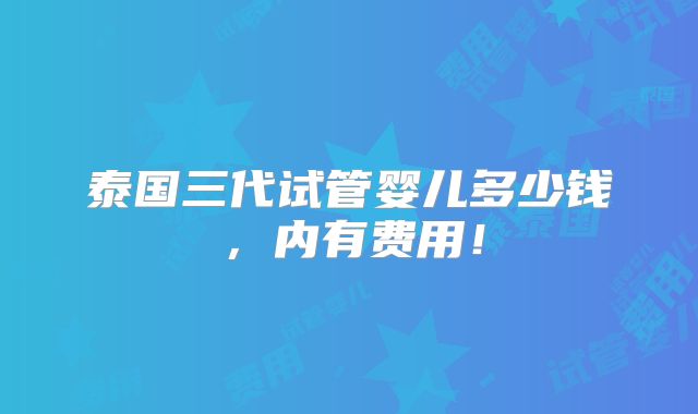 泰国三代试管婴儿多少钱,内有费用!