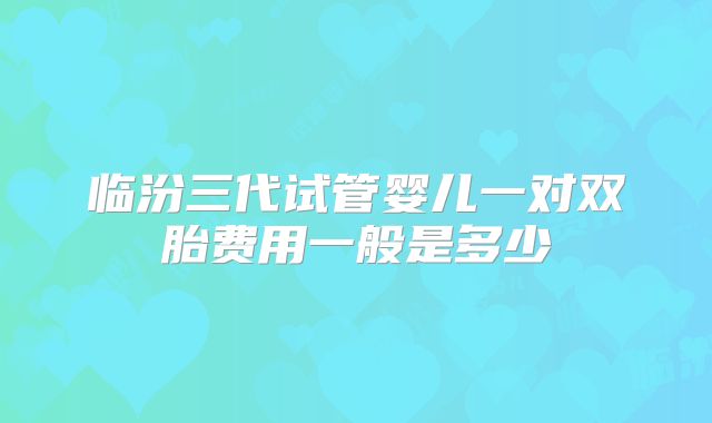 临汾三代试管婴儿一对双胎费用一般是多少