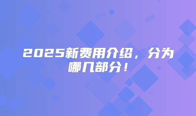 2025新费用介绍,分为哪几部分!