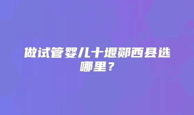 做试管婴儿十堰郧西县选哪里？