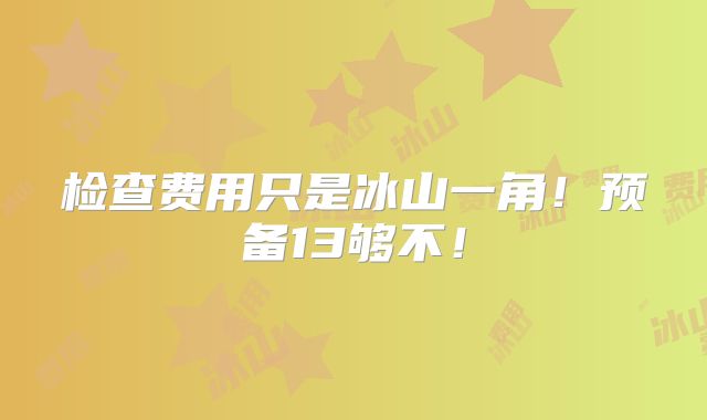 检查费用只是冰山一角!预备13够不!