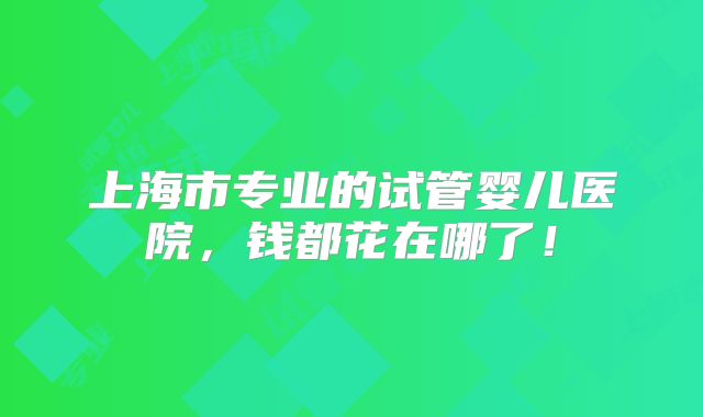 上海市专业的试管婴儿医院,钱都花在哪了!