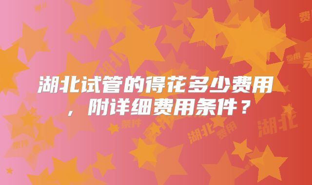 湖北试管的得花多少费用,附详细费用条件?