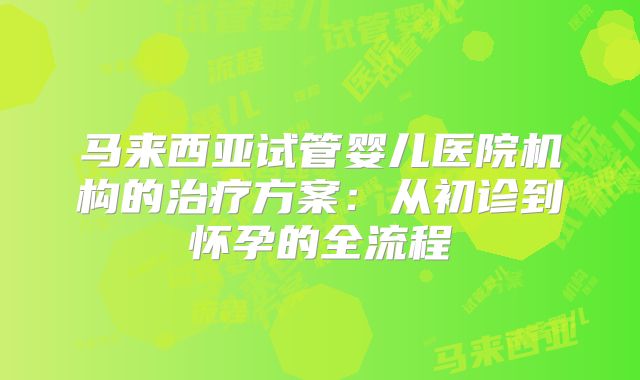 马来西亚试管婴儿医院机构的治疗方案:从初诊到怀孕的全流程