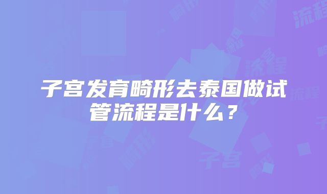子宫发育畸形去泰国做试管流程是什么？