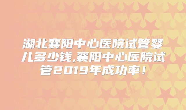 湖北襄阳中心医院试管婴儿多少钱,襄阳中心医院试管2019年成功率!