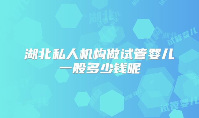 湖北私人机构做试管婴儿一般多少钱呢