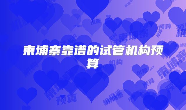 柬埔寨靠谱的试管机构预算