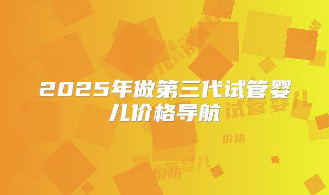2025年做第三代试管婴儿价格导航