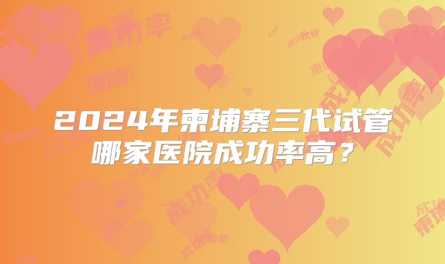 2024年柬埔寨三代试管哪家医院成功率高?