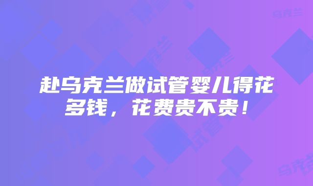 赴乌克兰做试管婴儿得花多钱,花费贵不贵!