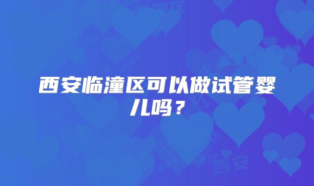 西安临潼区可以做试管婴儿吗？
