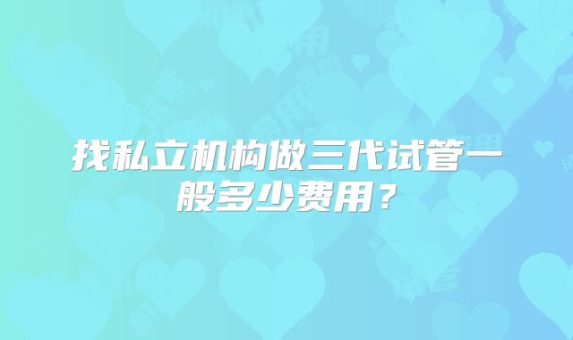 找私立机构做三代试管一般多少费用？