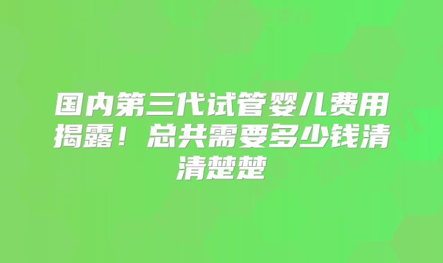 国内第三代试管婴儿费用揭露!总共需要多少钱清清楚楚