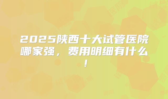 2025陕西十大试管医院哪家强,费用明细有什么!