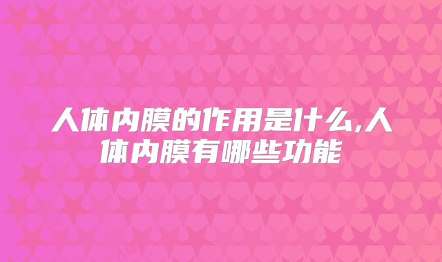 人体内膜的作用是什么,人体内膜有哪些功能