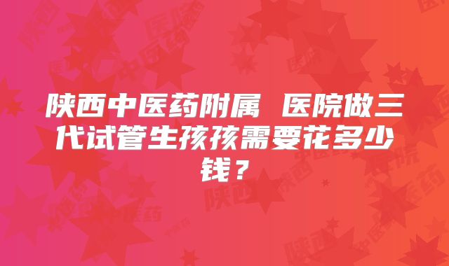 陕西中医药附属 医院做三代试管生孩孩需要花多少钱?