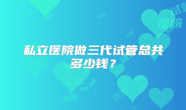 私立医院做三代试管总共多少钱？