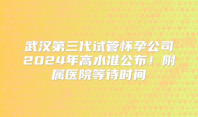 武汉第三代试管怀孕公司2024年高水准公布!附属医院等待时间