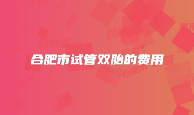 合肥市试管双胎的费用