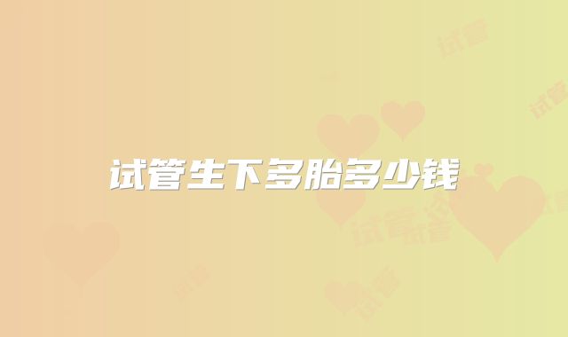 试管生下多胎多少钱