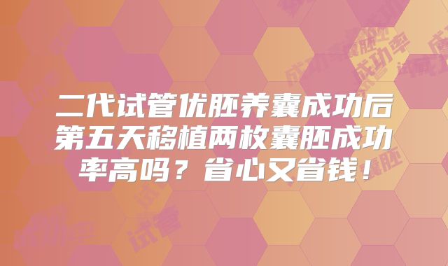 二代试管优胚养囊成功后第五天移植两枚囊胚成功率高吗?省心又省钱!