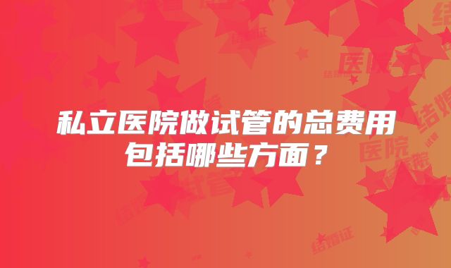 私立医院做试管的总费用包括哪些方面？