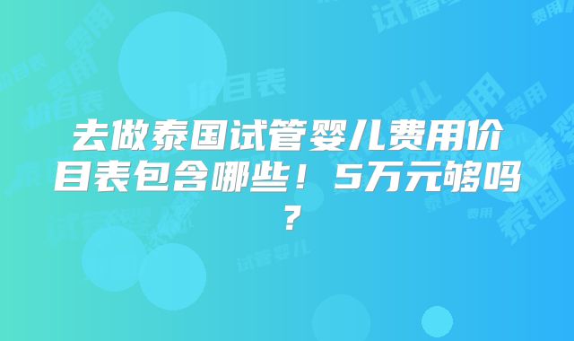 去做泰国试管婴儿费用价目表包含哪些!5万元够吗?