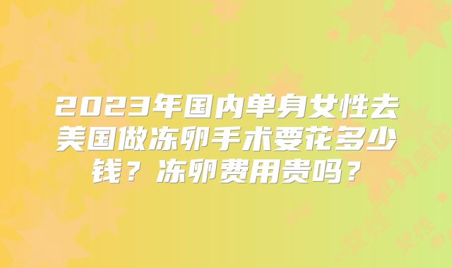 2023年国内单身女性去美国做冻卵手术要花多少钱?冻卵费用贵吗?