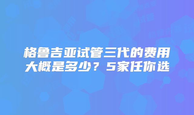 格鲁吉亚试管三代的费用大概是多少？5家任你选