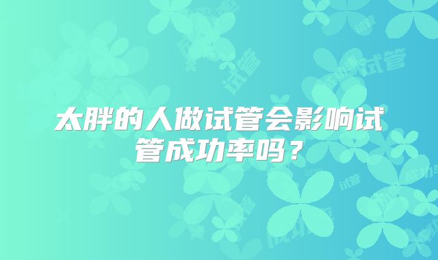 太胖的人做试管会影响试管成功率吗?