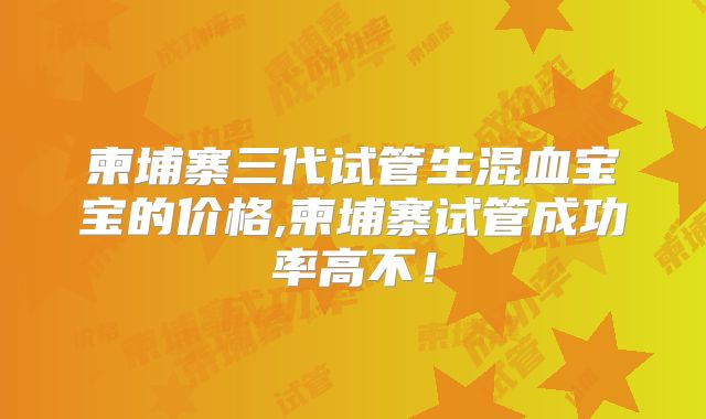 柬埔寨三代试管生混血宝宝的价格,柬埔寨试管成功率高不!